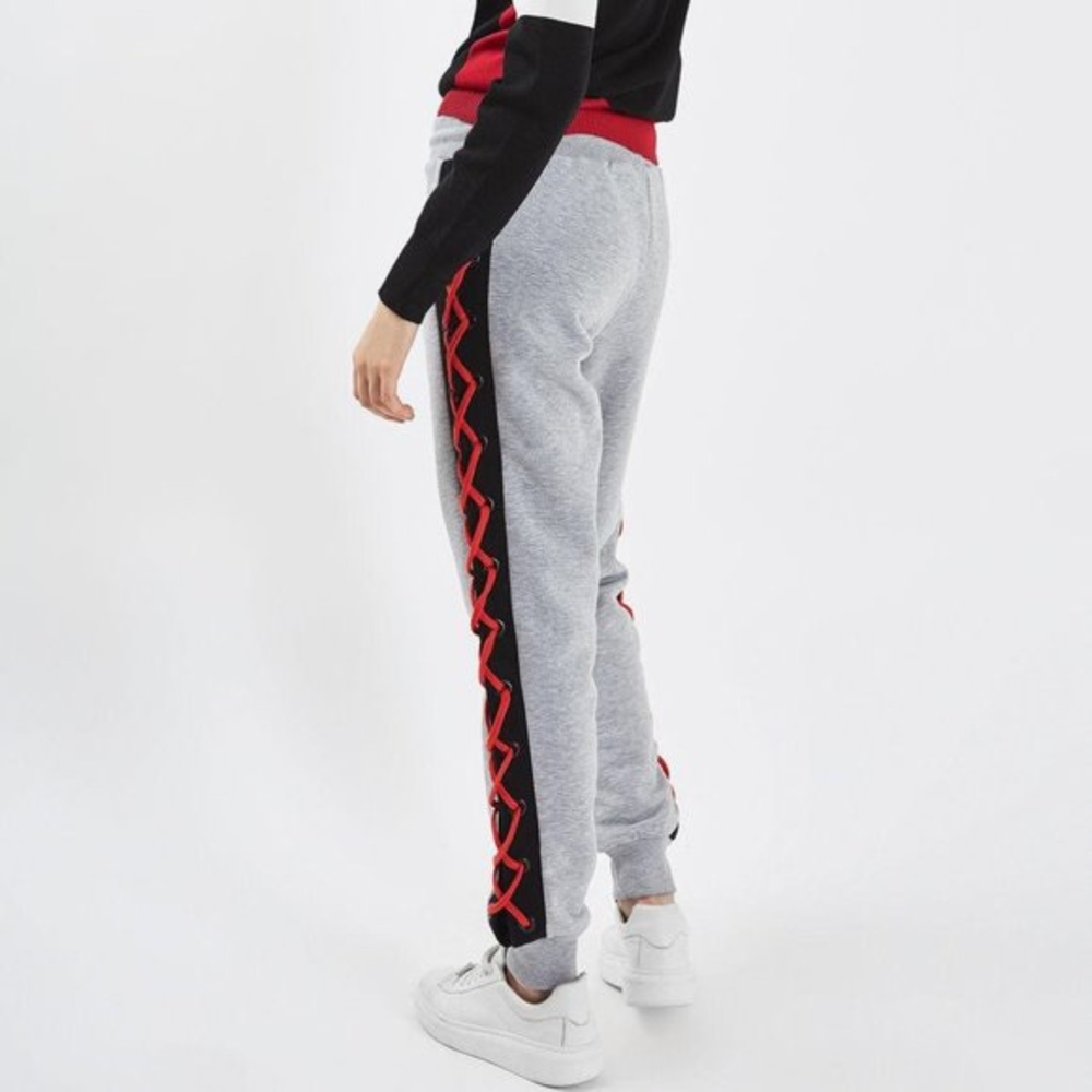 Gray and Red Topshop Corded Sweatpants US Size 6